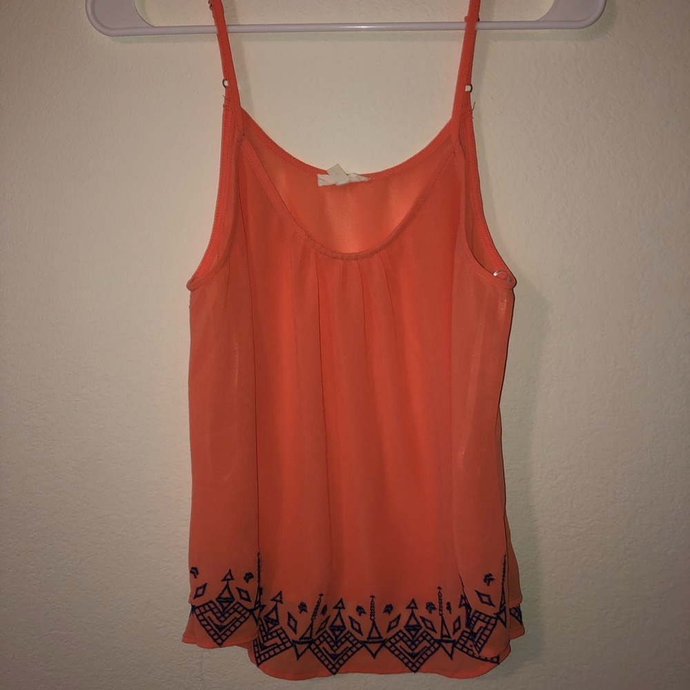 MINE embroider chiffon tank top